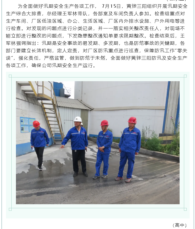 集團(tuán)公司、黃驊三陽(yáng)、魯中水泥組織防汛安全檢查2